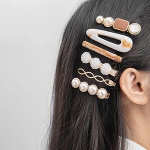 🆕 Faux Pearl & Shell Decor Hair Clip Set of 6